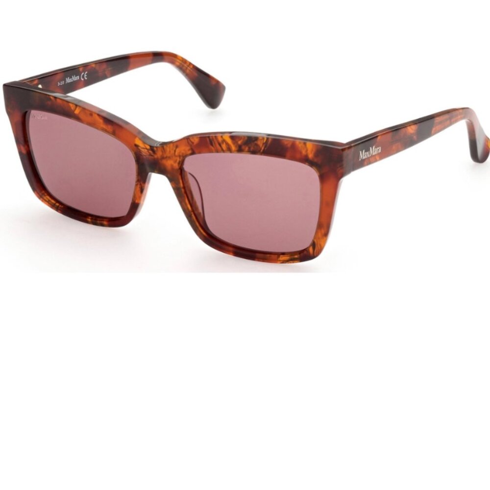 MaxMara Women Sunglasses LOGO4 MM0010 54S 55 17 140 Shiny Burgundy Havana Brown